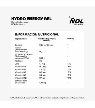 Gel Energetico sin Cafeina NDL