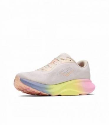 HOKA Rincon 5 Mujer Alabaster/Tangerine Glow vista tres cuartos