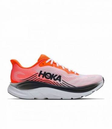 HOKA Clifton 11 Hombre Neon Tangerine/Frost vista lateral