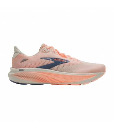Brooks Ghost 18 Mujer Star White/Cyber Peach/Grey