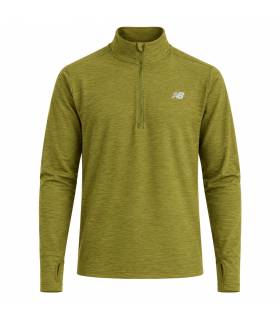 Camiseta New Balance Space Dye 1/4 Zip Hombre Verde