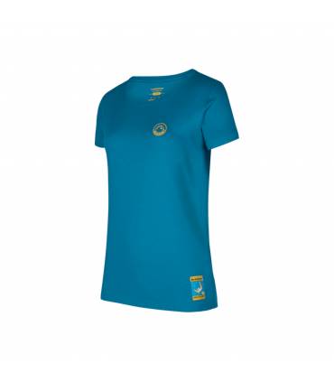 La Sportiva Climbing on the Moon T-Shirt Mujer Turchese/Giallo outlet