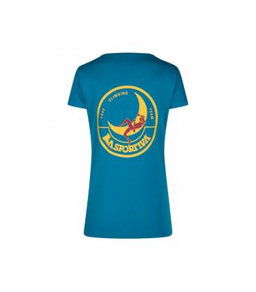 La Sportiva Climbing on the Moon T-Shirt Mujer Turchese/Giallo outlet
