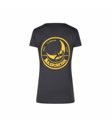 La Sportiva Climbing on the Moon T-Shirt Mujer Carbon/Giallo outlet